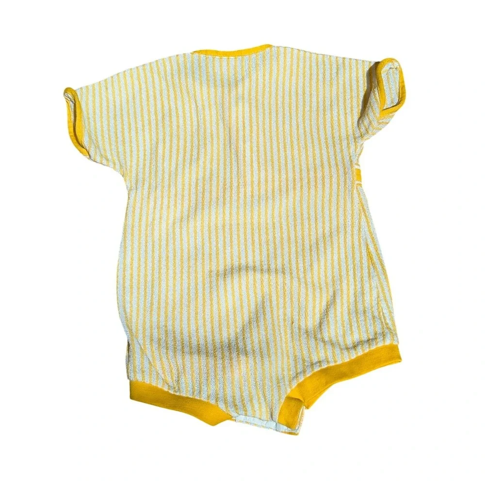 VTG Carter's Yellow White Stripe Baby Romper One Piece Terry Cloth 12M‎
